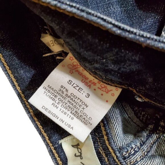 Grace in LA USA Capri Jeans Womens Blue Denim Rhinestone Flap Pockets Size 3 - Picture 4 of 7